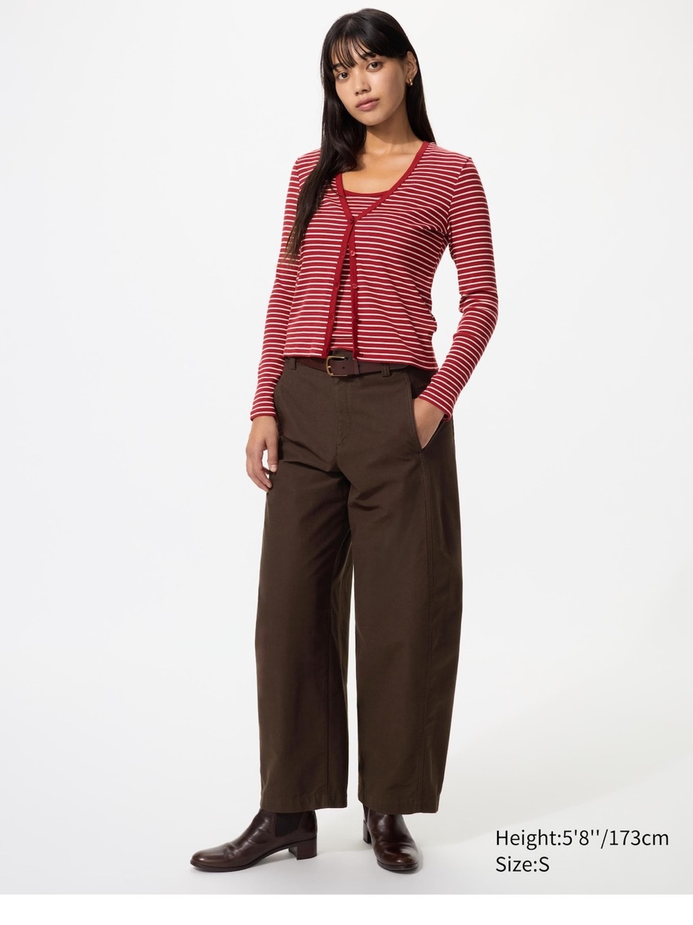 Uniqlo Jersey Barrel Pants in Dark Brown